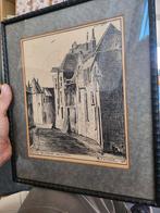 Achter de muren Deventer Tekening GHVisser 1935, Antiek en Kunst, Ophalen of Verzenden