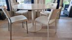 Witte ronde tafel + 4 Ikea Herman stoelen, Huis en Inrichting, Tafels | Eettafels, Ophalen, Gebruikt, Rond, Ikea