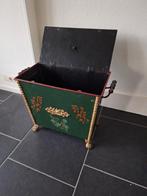 Metalen handbeschilderde kolenkist, Antiek en Kunst, Ophalen