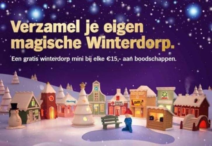 9 figuurtjes ah winterdorp/kerstdorp, Verzamelen, Supermarktacties, Albert Heijn, Ophalen of Verzenden