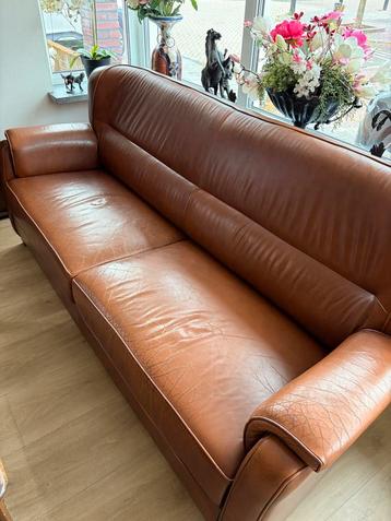 Leren bank + 2 fauteuils - 210x85 & 75x85cm beschikbaar voor biedingen