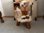 Leuke Poef met Houten Poten, Ophalen of Verzenden, Gebruikt, Hout