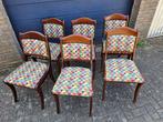 6 Mahonie Eetkamerstoelen (Vintage), Huis en Inrichting, Stoelen, Ophalen, Hout, Gebruikt, Overige kleuren