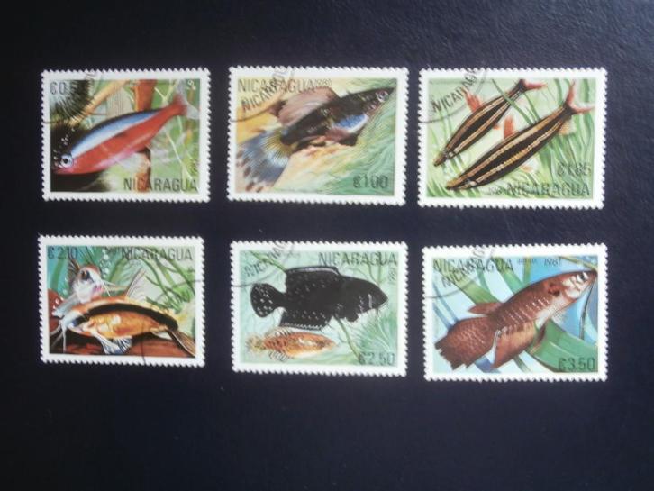 NICARAGUA 1981; serie VISSEN, Postzegels en Munten, Postzegels | Thematische zegels, Gestempeld, Dier of Natuur, Verzenden