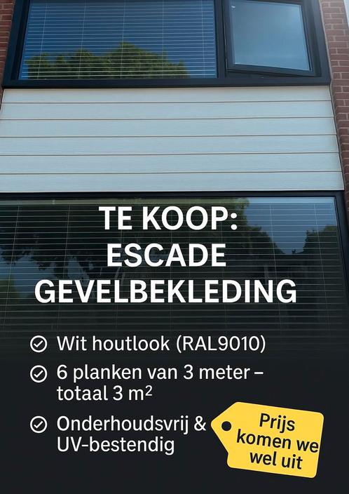Escade Enkel Rabat gevelbekleding wit houtlook (RAL9010), Doe-het-zelf en Verbouw, Platen en Panelen, Zo goed als nieuw, Overige materialen