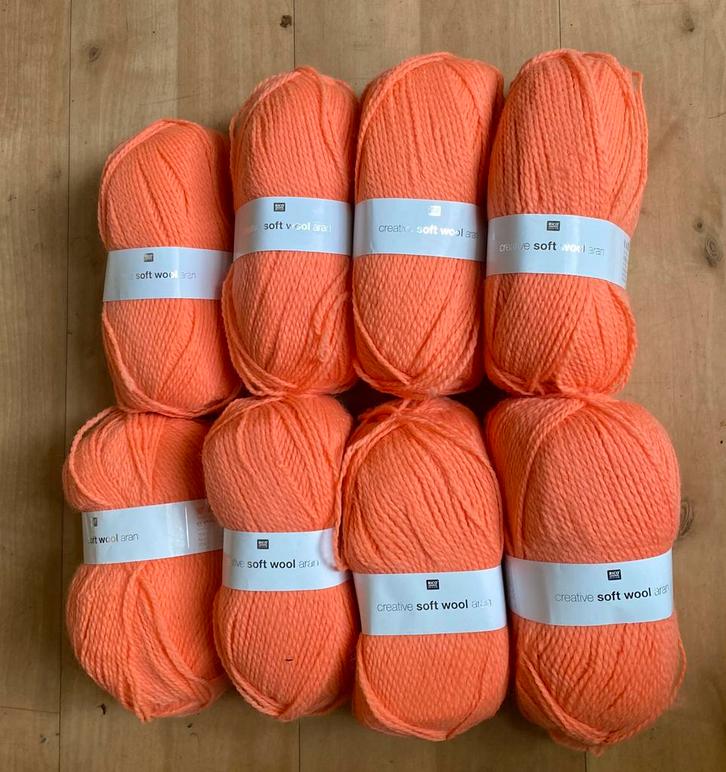 Rico Soft wool Aran - 8 st. a 100 gr bollen met 300 m loopl., Hobby en Vrije tijd, Breien en Haken, Nieuw, Breien of Haken, Wol of Garen