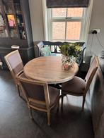 4 Houten landelijk stoere Eetkamer stoelen Sia home fashion, Ophalen, Gebruikt, Drie, Grijs