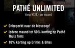 2x Pathe Unlimited 4 maanden voucher, Cadeaubon, Overige typen, Drie personen of meer