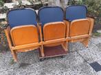 Retro, vintage bioscoopstoelen, 3 stuks, Huis en Inrichting, Ophalen, Gebruikt, Bruin, Drie