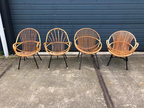 Rotan stoelen €57,50 p/s vintage retro bamboe rattan 50-60, Verzamelen, Retro, Ophalen of Verzenden