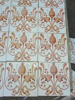 30 antieke wandtegels 15x15 sierlijke roodbruine kaardebol, Ophalen