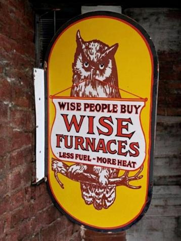 Dubbelzijdig emaille bord Wise people buy Wise Furnaces🔥 beschikbaar voor biedingen