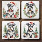 Schnauzer Kerst Onderzetters met houder, Verzenden, Nieuw, Glas of Kopje