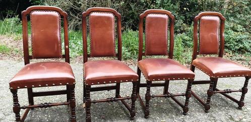 4 rac Royal antique engels eetkamer stoelen Leder, Antiek en Kunst, Antiek | Meubels | Stoelen en Banken, Ophalen