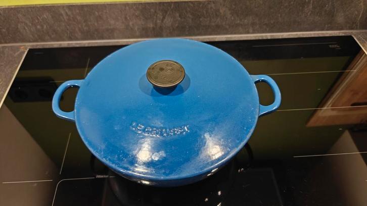 Gebruikte Le Creuset Braadpan 26cm - Topkwaliteit!, Huis en Inrichting, Keuken | Potten en Pannen, Koekenpan of Braadpan, Gietijzer