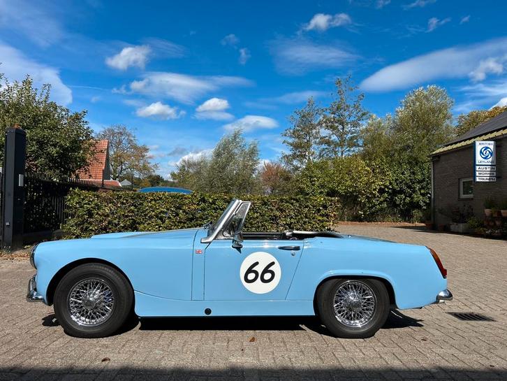 Austin Healey Sprite 1966, Auto's, Austin, Particulier, Open dak, Benzine, Cabriolet, Handgeschakeld, Blauw, Zwart, Kunstmatig leder