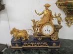 Oer 10451 grote ANTIEKE strijdwagen pendule met leeuwen, Antiek en Kunst, Ophalen