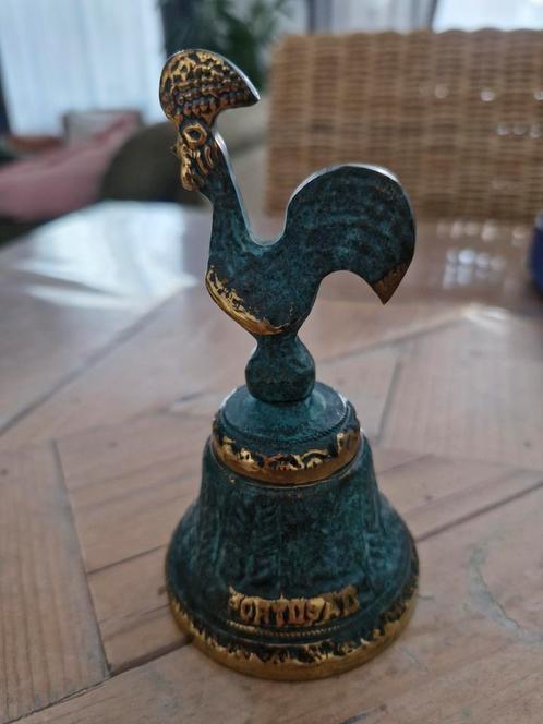 Zwaar bronzen tafelbel met Haan uit Portugal, Antiek en Kunst, Antiek | Koper en Brons, Ophalen of Verzenden