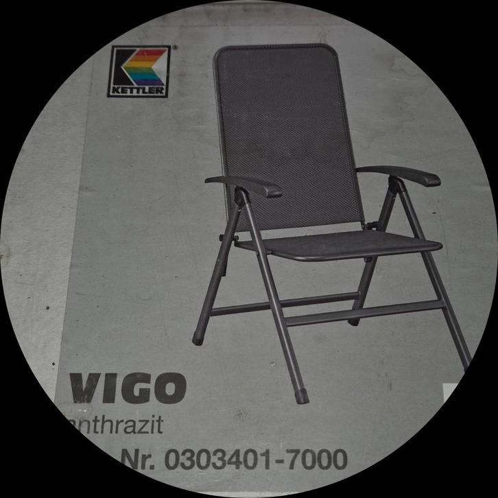 Kettler Vigo Standenstoel - 4 stuks Antracietgrijs, Tuin en Terras, Tuinstoelen, Gebruikt, Metaal, Inklapbaar, Verstelbaar, Ophalen