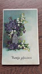 Gefeliciteerd. Zilverdruk. Vaas. Lelietjes van dalen., Ophalen of Verzenden, 1920 tot 1940