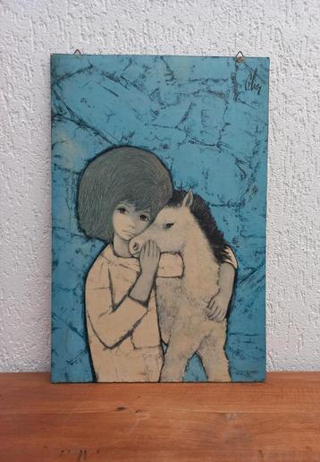 Vintage prent. Schilderij. Claire Lier. Mid Century beschikbaar voor biedingen