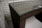 Mooie bartafel statafel wicker met glasplaat 150 x 50 cm., 1 kruk, Ophalen, Zo goed als nieuw, 90 cm of meer