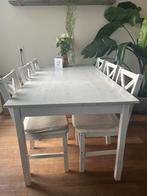 Mooie eethoek met tafel en stoelen, Ophalen, Gebruikt, 100 tot 150 cm, Vijf personen of meer