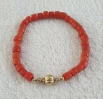 Antieke Vintage Bloedkoraal Armband., Sieraden, Tassen en Uiterlijk, Ophalen of Verzenden, Goud, Ketting, Met edelsteen