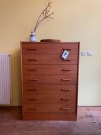 Vintage Deense ladekast - eiken fineer, 7 laden, Huis en Inrichting, Ophalen, Gebruikt, 100 tot 150 cm, Eikenhout