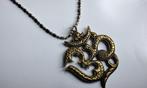 ketting zilveren kleur met antieke bronzen hangen, Ophalen of Verzenden, Zilver, Zilver, Met hanger