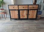Mooi industrieel dressoir met mangohout!, Ophalen, 100 tot 150 cm, Zo goed als nieuw, Metaal