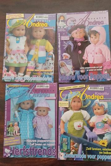 4 stuks Andrea poppenmode, Poppenkleertjes breien en naaien  beschikbaar voor biedingen