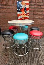 FIFTIES SIXTIES AMERIKAANSE BEL AIR BARKRUKKEN MET BARTAFEL, Ophalen, 5 krukken of meer, 60 tot 90 cm, Met voetsteun