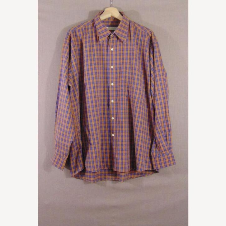 Vintage / retro geruit overhemd maat L | 1054A, Kleding | Heren, Overhemden, Zo goed als nieuw, Halswijdte 41/42 (L), Bruin, Verzenden