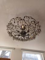 Plafonnière met kristallen en blaadjes, Huis en Inrichting, Lampen | Plafondlampen, Ophalen, Zo goed als nieuw, Glas