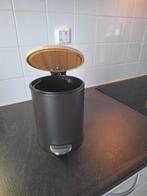 Grijze pedaalemmer met houten deksel - 3 liter, Met pedaal, Nieuw, Ophalen of Verzenden, Minder dan 10 liter