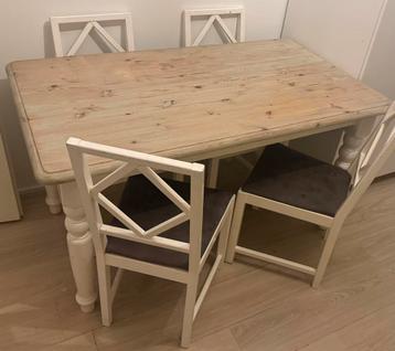 Eettafel met 4 stoelen Landelijke stijl 178x78x75cm (lxbxh). beschikbaar voor biedingen