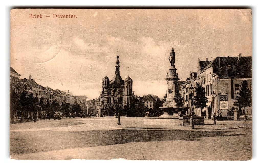 Deventer, Brink, Verzamelen, Ansichtkaarten | Nederland, Gelopen, Overijssel, Voor 1920, Ophalen of Verzenden