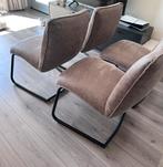 GRATIS 4x eetkamerstoelen taupe met zwarte poten, Ophalen, Gebruikt, Minder dan 75 cm, Minder dan 150 cm