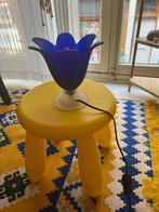 Blue flower Lamp / Blauwe bloemenlamp, Gebruikt, Vintage, Ophalen of Verzenden, Glas
