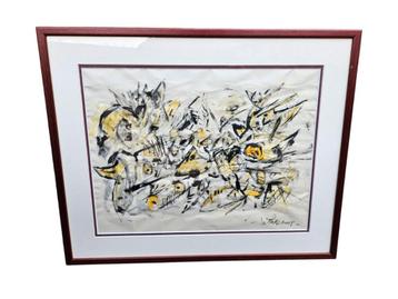 Theo Wolvecamp gouache abstracte compositie (1925-1992)  beschikbaar voor biedingen