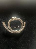 Vintage Zilveren Lovers knot Broche met Kabel Design, Ophalen of Verzenden, Gebruikt, 4 tot 7 cm, Zilver