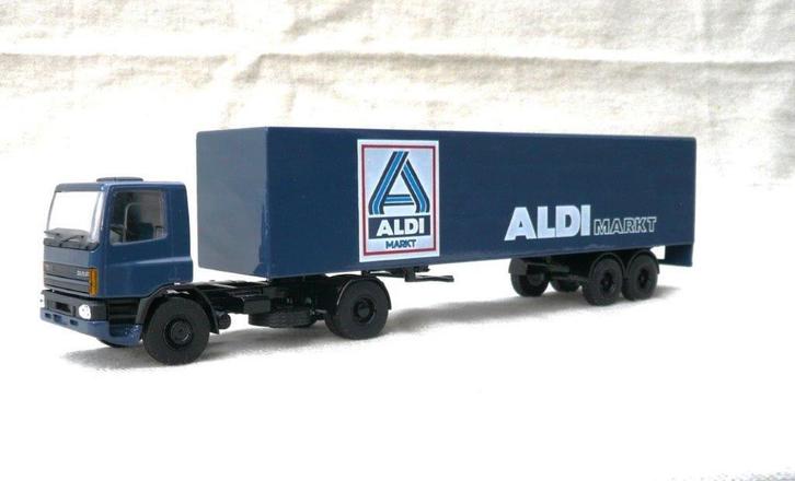 Lion Daf 75 + eurotrailer Aldimarkt 1993., Hobby en Vrije tijd, Modelauto's | 1:50, Zo goed als nieuw, Bus of Vrachtwagen, Lion Toys