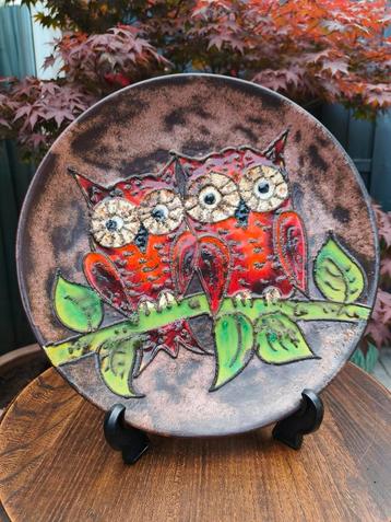 Kleurrijk wandbord Ruscha West Germany met uilen beschikbaar voor biedingen