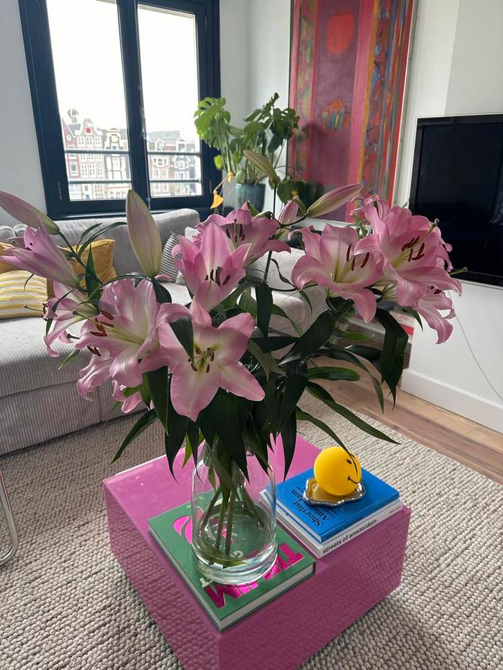 HK Living Roze Bijzettafel, Huis en Inrichting, Tafels | Bijzettafels, Gebruikt, Vierkant, Minder dan 45 cm, 55 tot 75 cm, Overige materialen