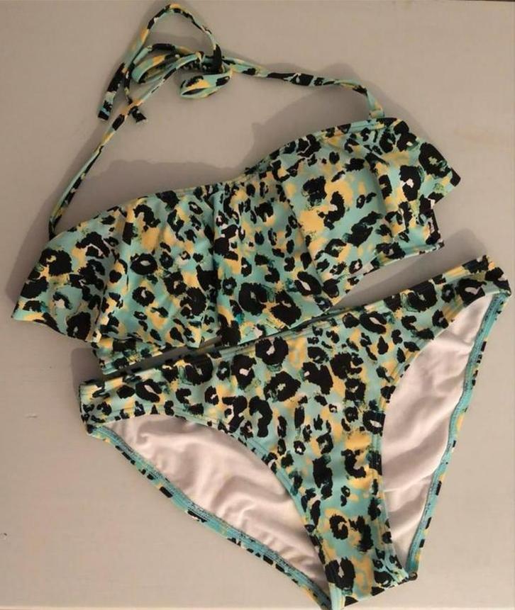 Mint groene panterprint bikini Livera maat 34, Kleding | Dames, Badmode en Zwemkleding, Zo goed als nieuw, Bikini, Groen, Ophalen of Verzenden