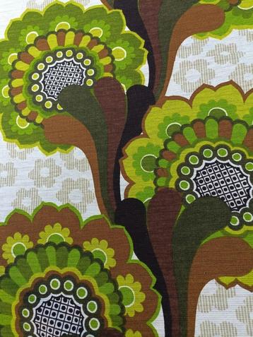 Origineel vintage stof psychedelisch groen bloem 120 cm (I6) beschikbaar voor biedingen
