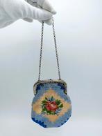 Zilveren beursbeugel met kralentas, 1840, Verzenden, Zilver