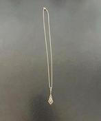 Antieke zilveren ketting met hanger diamant, Sieraden, Tassen en Uiterlijk, Antieke sieraden, Ophalen of Verzenden, Ketting, Met edelsteen