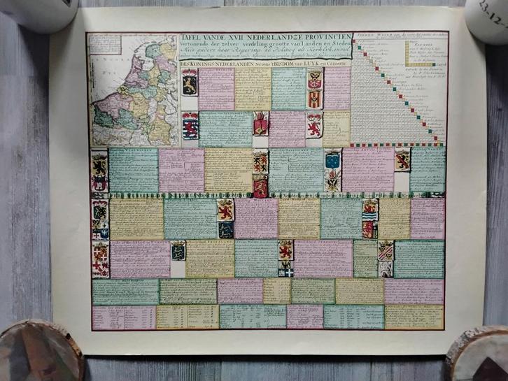 Kaart Tafel van de XVII nederlandze provincien., Antiek en Kunst, Kunst | Schilderijen | Abstract, Ophalen of Verzenden